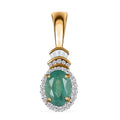 Luxoro 10K Yellow Gold Premium Kagem Zambian Emerald and G-H I2 Diamond Halo Pendant without Chain 1.35 ctw - Sticky add to cart bar
