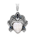 Sajen Silver Mother Of Pearl and Multi Gemstone Pendant without Chain in Sterling Silver 2.90 ctw - Sticky add to cart bar