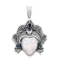 Sajen Silver Mother Of Pearl and Multi Gemstone Pendant without Chain in Sterling Silver 2.90 ctw