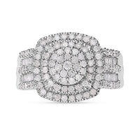 White Diamond Ring in Platinum Over Sterling Silver (Size 10) 1.00 ctw