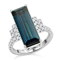Certified & Appraised Rhapsody 950 Platinum AAAA Monte Belo Indicolite and E-F VS Diamond Ring 8.10 Grams 6.00 ctw - Sticky add to cart bar
