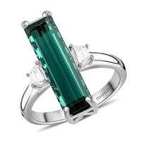 Certified & Appraised Rhapsody 950 Platinum AAAA Monte Belo Indicolite and E-F VS Diamond Ring 8.30 Grams 4.70 ctw