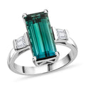 Certified & Appraised Rhapsody 950 Platinum AAAA Monte Belo Indicolite and E-F VS Diamond Ring 8 Grams 6.80 ctw - Sticky add to cart bar