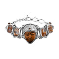 Sajen Silver Tigers Eye and Multi Gemstone Toggle Clasp Bracelet in Sterling Silver (7.25 In) 44.25 ctw - Sticky add to cart bar