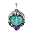 Sajen Silver Aventurine Carved and Multi Gemstone Pendant in Sterling Silver 84.25 ctw - Sticky add to cart bar