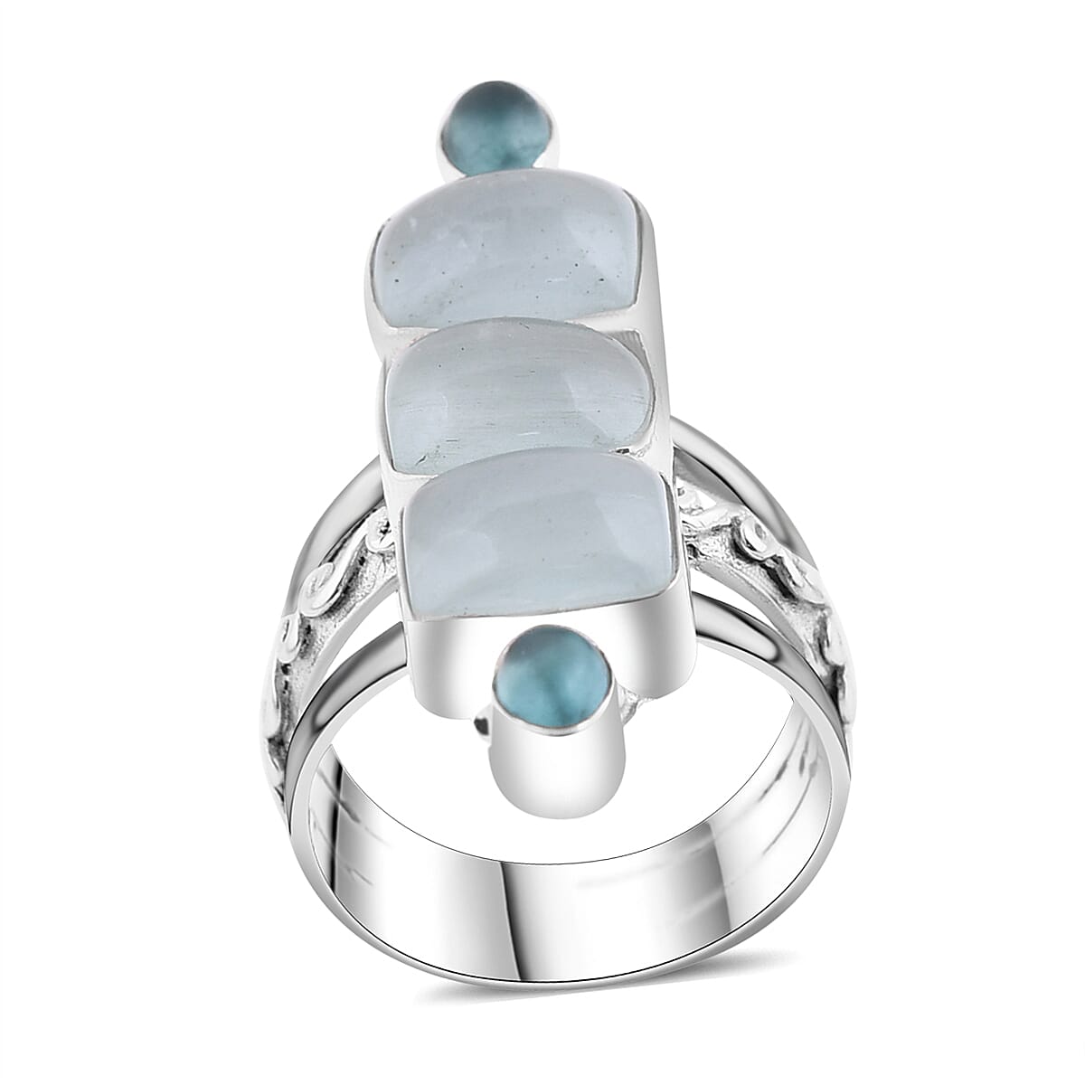 Sajen Silver Mangoro Aquamarine, Apatite Ring in Sterling Silver (Size 9.0) 11.40 ctw