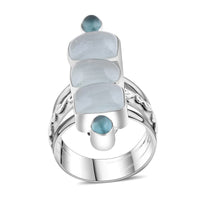 Sajen Silver Mangoro Aquamarine, Apatite Ring in Sterling Silver (Size 9.0) 11.40 ctw