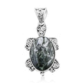 Sajen Silver Seraphinite Turtle Pendant in Sterling Silver 16.00 ctw - Sticky add to cart bar