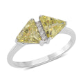 Simulated Peridot and White Diamond Ring in Rhodium Over Sterling Silver (Size 11.0) 0.80 ctw - Sticky add to cart bar
