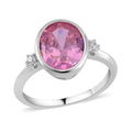 Simulated Pink and White Diamond Ring in Rhodium Over Sterling Silver (Size 10.0) 4.40 ctw - Sticky add to cart bar