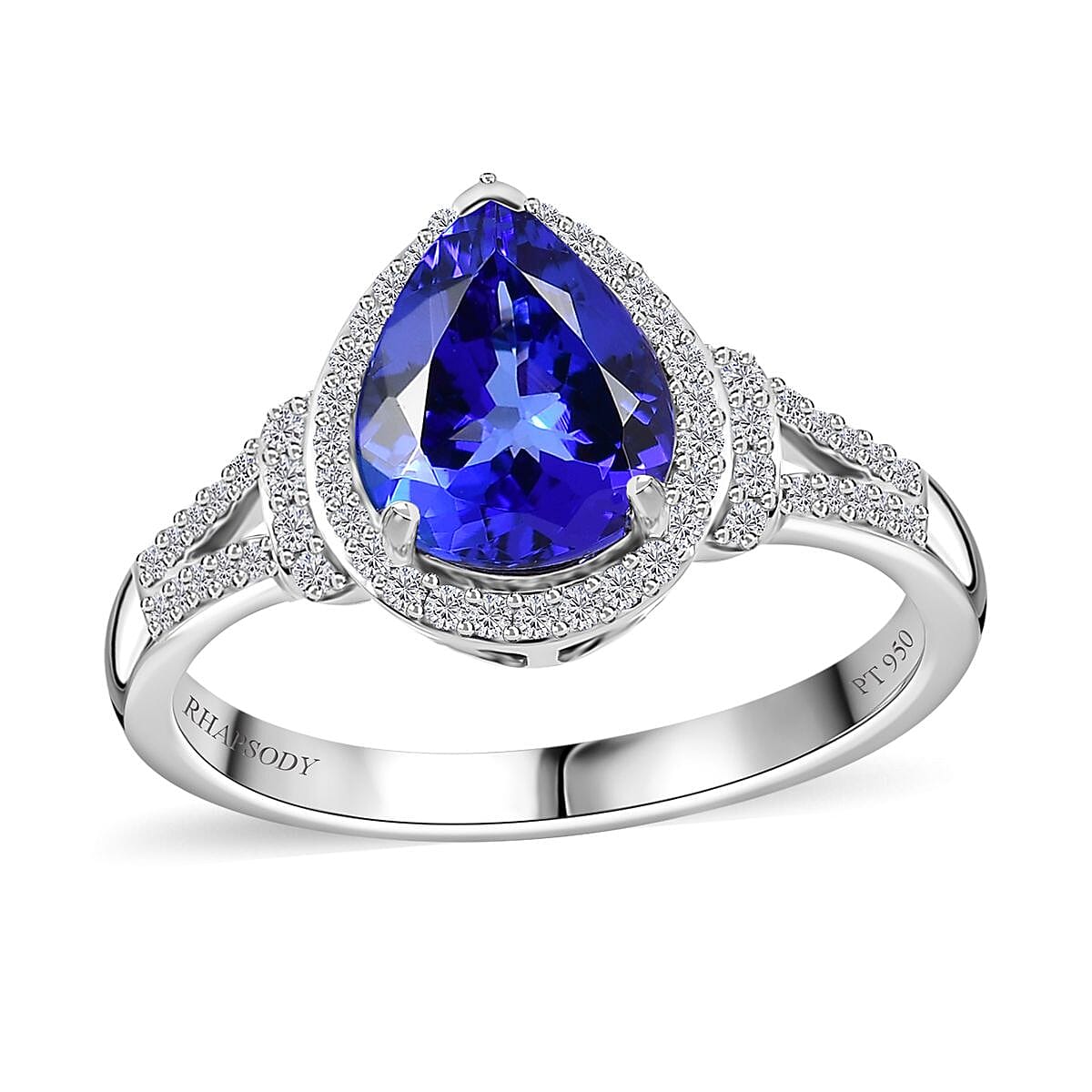 Rhapsody 950 Platinum AAA Tanzanite and E-F VS2 Diamond Ring (Size 9.0) 6.40 Grams 3.15 ctw