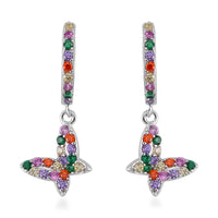 Simulated Multi Color Diamond Earrings in Rhodium Over Sterling Silver 0.80 ctw