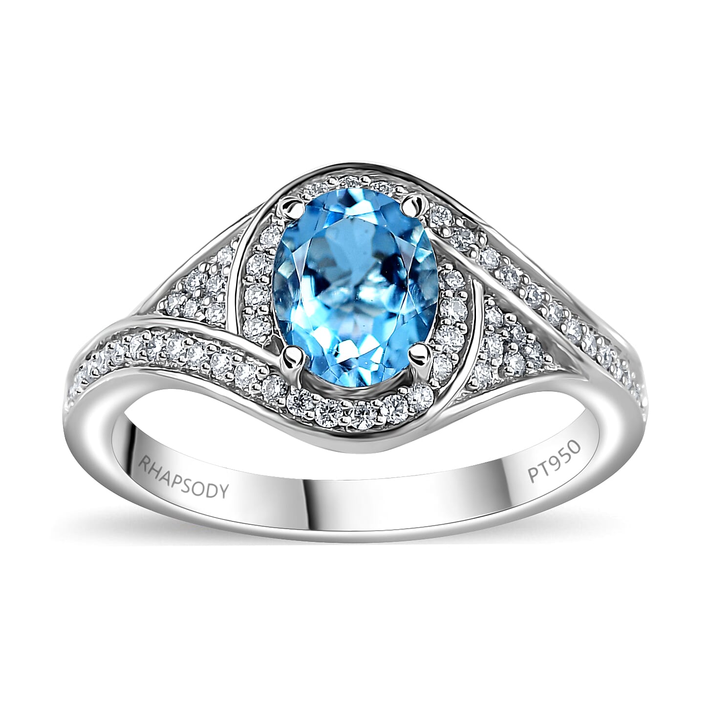 Rhapsody 950 Platinum AAAA Santa Maria Aquamarine, Diamond (E-F, VS) Ring (Size 10.0) (6.75 g) 1.35 ctw