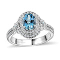 Rhapsody 950 Platinum AAAA Santa Maria Aquamarine, Diamond (E-F, VS2) (0.50 cts) Ring (Size 10.0) (8.15 g) (Delivery in 10-12 Days) 1.55 ctw - Sticky add to cart bar