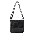 Black Patchwork Sheep Leather Crossbody Bag (11"x9"x3.5") - Sticky add to cart bar