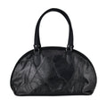 Black Patchwork Sheep Leather Half-Moon Shoulder Leather Bag (15"x10.6"x3.9") - Sticky add to cart bar