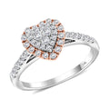 Designer Closeout 14K White and Rose Gold Diamond (G-H, I1) Heart Ring (Size 9.0) 0.50 ctw - Sticky add to cart bar