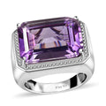 Premium Rose De France Amethyst Solitaire Men's Ring in Platinum Over Sterling Silver (Size 10.0) 20.00 ctw - Sticky add to cart bar
