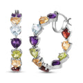 D'Joy Multi Gemstone Inside Out Hoop Earrings in Platinum Over Sterling Silver 10.60 ctw - Sticky add to cart bar