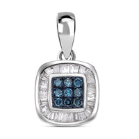 I1-I2 Venice Blue Diamond and Diamond Pendant in Platinum Over Sterling Silver 0.25 ctw