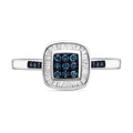 Venice Blue Diamond I1-I2 and White Diamond Ring in Platinum Over Sterling Silver (Size 10.0) 0.25 ctw - Sticky add to cart bar