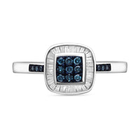 Venice Blue Diamond I1-I2 and White Diamond Ring in Platinum Over Sterling Silver (Size 10.0) 0.25 ctw