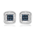 Venice Blue Diamond I1-I2 and White Diamond Stud Earrings in Platinum Over Sterling Silver 0.33 ctw - Sticky add to cart bar