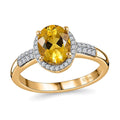 Brazilian Heliodor and Moissanite Halo Ring in Vermeil Yellow Gold Over Sterling Silver (Size 10.0) 2.00 ctw - Sticky add to cart bar