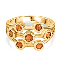 Fire Opal 0.66 ctw Cluster Ring in Vermeil Yellow Gold Over Sterling Silver (Size 11.5)