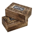 Set of 2 Handcrafted Elephant Teak Wooden Hand Carved Jewellery Box with Ring Slot (6"x4"x2") - Sticky add to cart bar