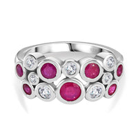 African Ruby and Moissanite 1.59 ctw Ring in Rhodium Over Sterling Silver (Size 11.5)