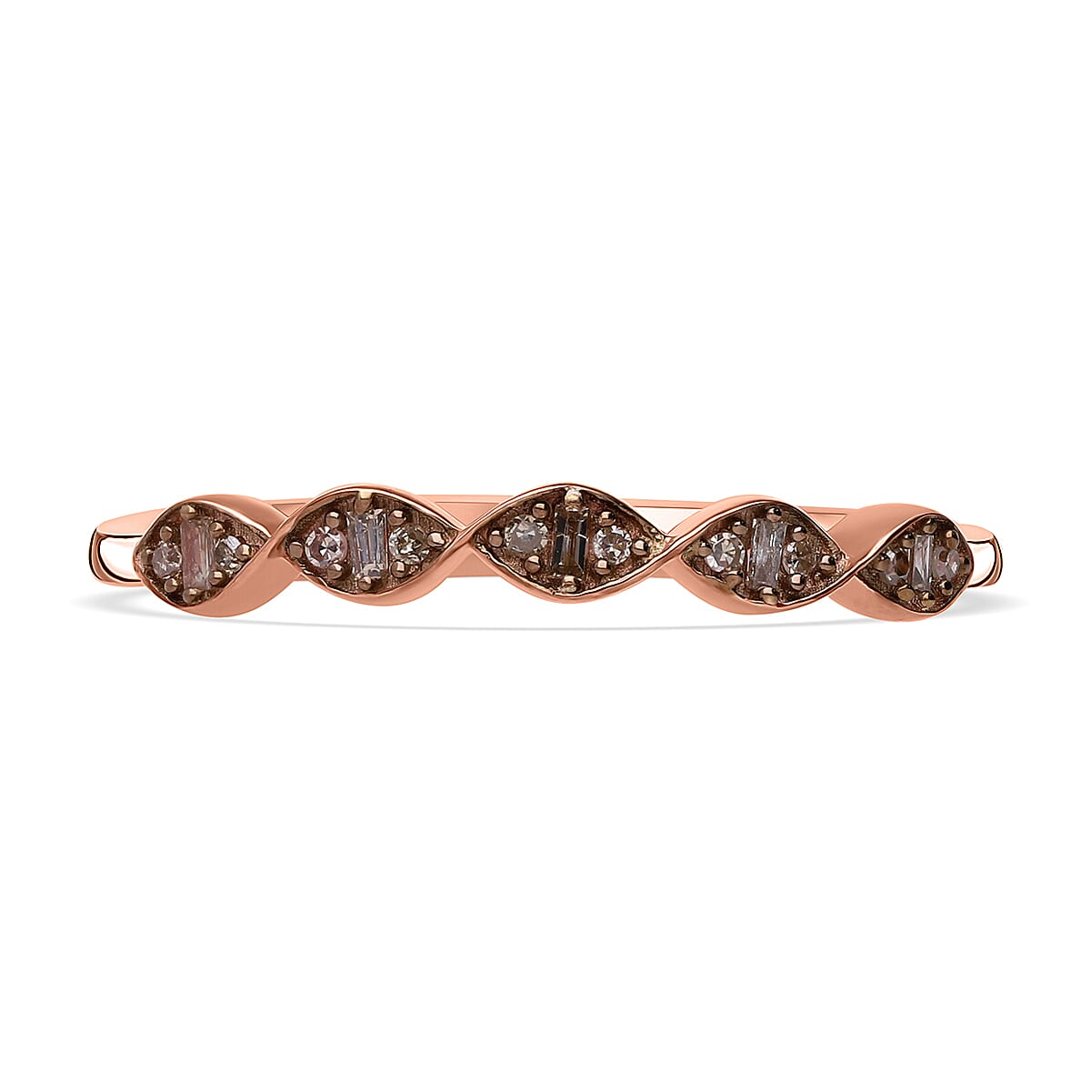 Natural Champagne Diamond Ring in Vermeil Rose Gold Over Sterling Silver (Size 10.0) 0.10 ctw