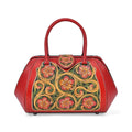 Grand Pelle Black with Multicolor Hand Engraving Flower Genuine Leather Hand Bag (14"x9"x7") with Handle Drop 6.3" - Sticky add to cart bar