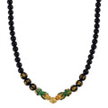 Feng Shui Black Obsidian Beaded Pixiu Necklace (18-20 Inches) in Goldtone 190.00 ctw - Sticky add to cart bar