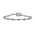 Kagem Zambian Emerald and White Zircon Bracelet in Platinum Over Sterling Silver (6.50 In) 4.00 ctw - Sticky add to cart bar