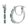 Kagem Zambian Emerald and White Zircon Hoop Earrings in Platinum Over Sterling Silver 0.65 ctw - Sticky add to cart bar