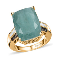 Premium Grandidierite, Natural Champagne and White Diamod Ring in Vermeil Yellow Gold Over Sterling Silver (Size 6.0) 11.40 ctw