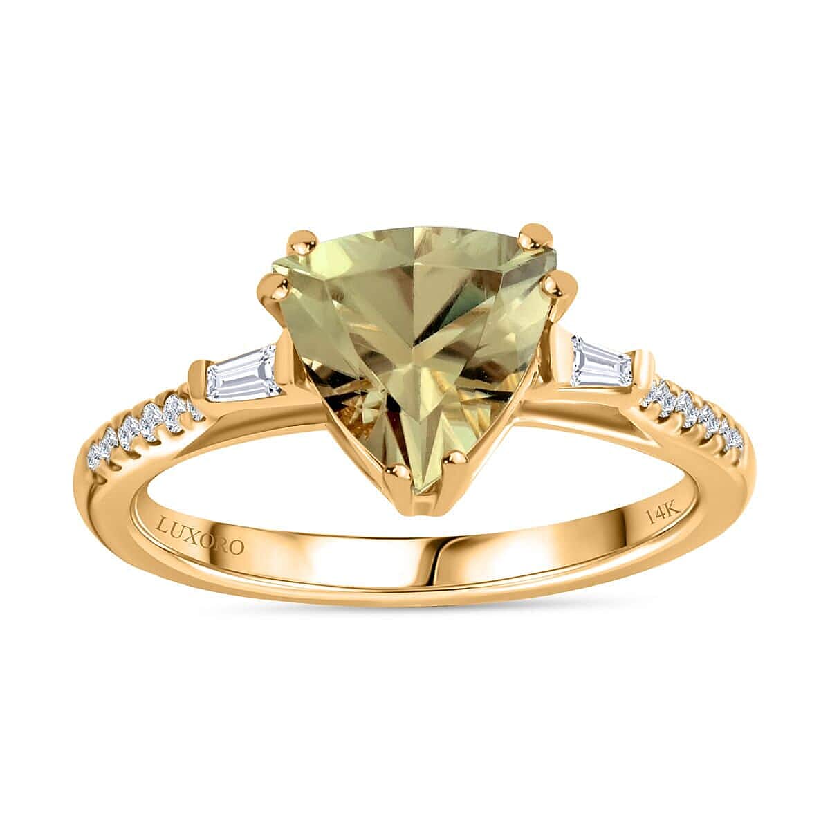 Certified & Appraised Luxoro 14K Yellow Gold AAA Turkizite and I2 Diamond Ring (Size 10.0) 2.00 ctw