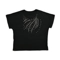 Black Wave Crystal Bejeweled Bat Wing Short Sleeve Shirt - One Size Fits Most - Sticky add to cart bar