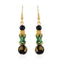 Feng Shui Black Obsidian Beaded Pixiu Earrings in Goldtone 25.00 ctw - Sticky add to cart bar