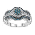 Venice Blue Diamond (I2-I3) and White Diamond Ring in Platinum Over Sterling Silver 0.75 ctw - Sticky add to cart bar