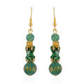 Feng Shui Green Aventurine Beaded Pixiu Earrings in Goldtone 25.00 ctw - Sticky add to cart bar