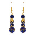 Feng Shui Lapis Lazuli Beaded Pixiu Earrings in Goldtone 25.00 ctw - Sticky add to cart bar