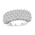 Moissanite Three Row Band Ring in Platinum Over Sterling Silver (Size 10.0) 3.25 ctw - Sticky add to cart bar