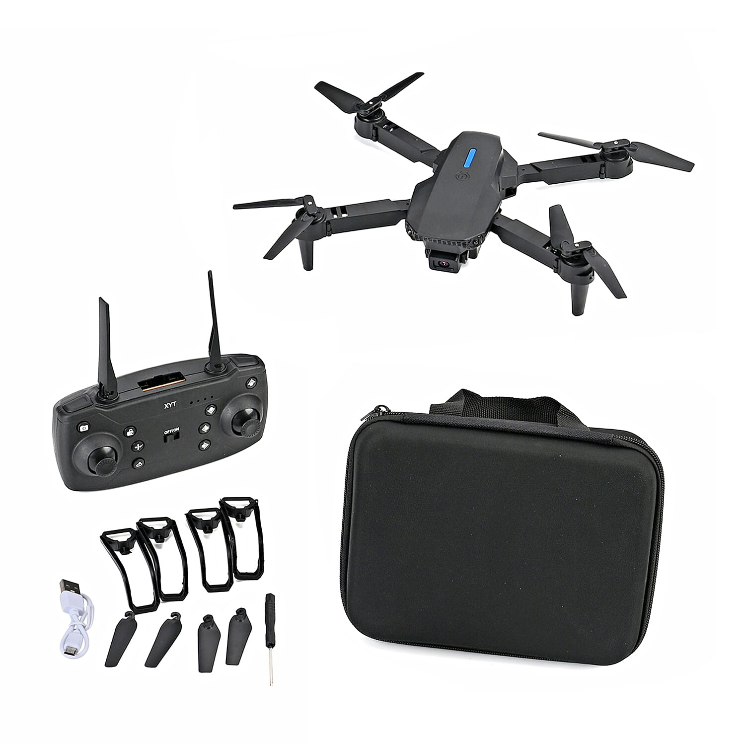 Foldable Single Camera Drone Quadcopter with Remote Controller (9.84"x9.84"x2.16")