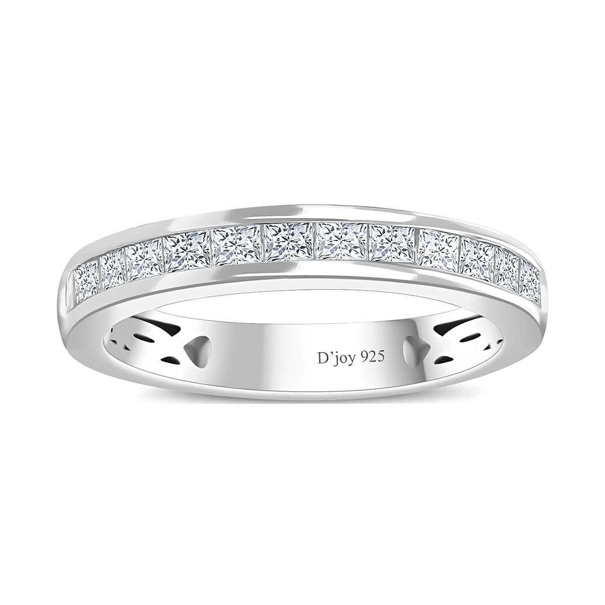 Moissanite Half Eternity Band Ring in Platinum Over Sterling Silver (Size 10.0) 0.60 ctw