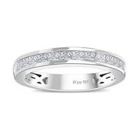 Moissanite Half Eternity Band Ring in Platinum Over Sterling Silver (Size 10.0) 0.60 ctw