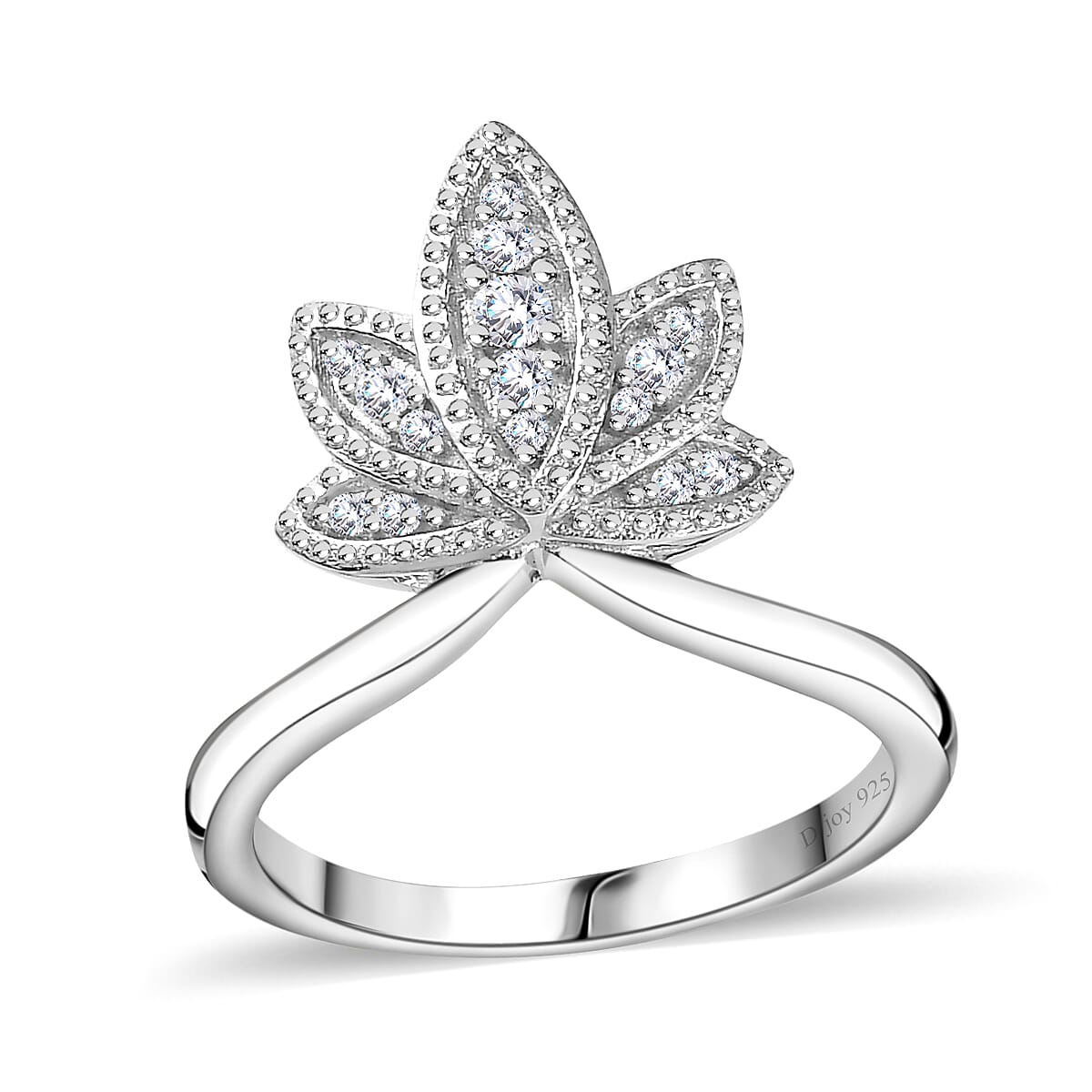 Moissanite Ring in Platinum Over Sterling Silver (Size 6.0) 0.20 ctw