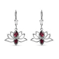 Orissa Rhodolite Garnet Lotus Flower Earrings in Sterling Silver 1.50 ctw - Sticky add to cart bar