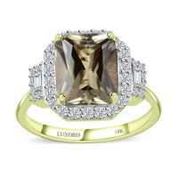 Luxoro 14K Green Gold Radiant Cut AAA Turkizite and G-H I2 Diamond Ring (Size 7.0) 4.25 ctw